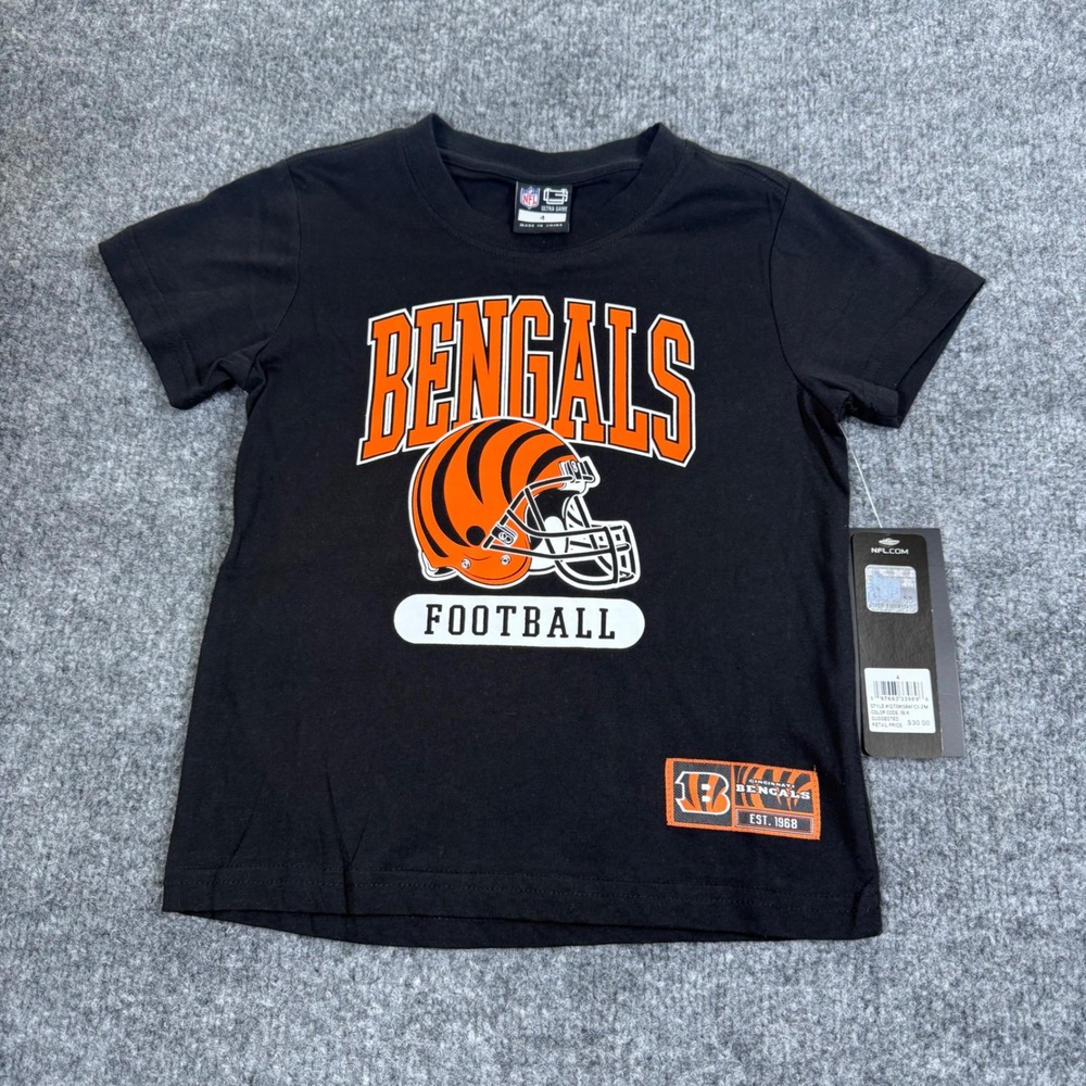 NFL Ultra Game Cincinnati Bengals Kids Black T-Shirt Size 4